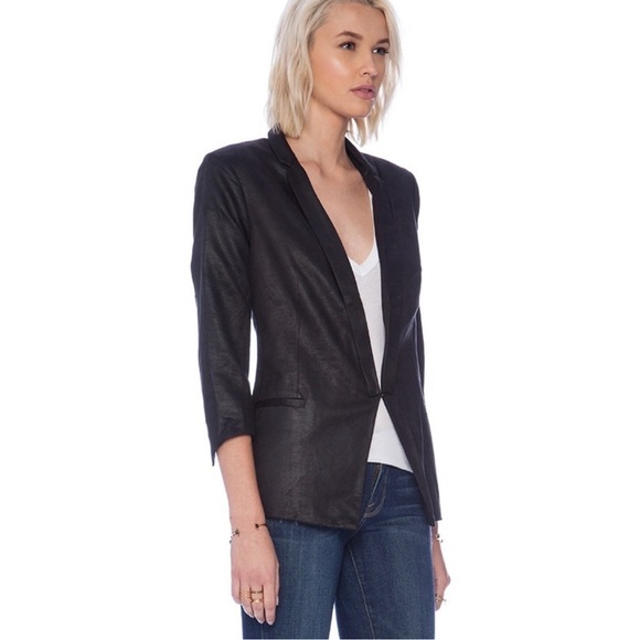 NWT Capulet Notch Collar Blazer in BLACK Suede - Picture 2 of 14